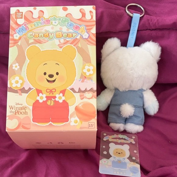 Disney Winnie the Pooh Candy Bear Plush keychain in White and Blue - Picture 4 of 6